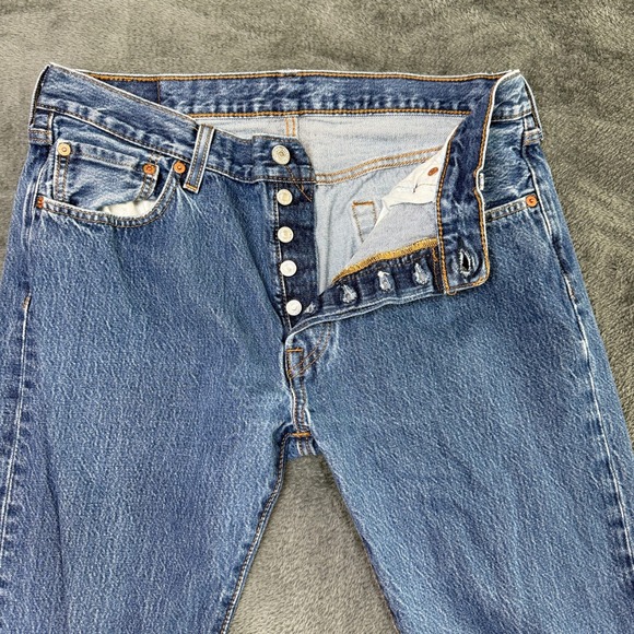 Levi's 501 Button Fly Blue Jeans Denim Pants Classic Straight Leg‎ - Picture 3 of 12